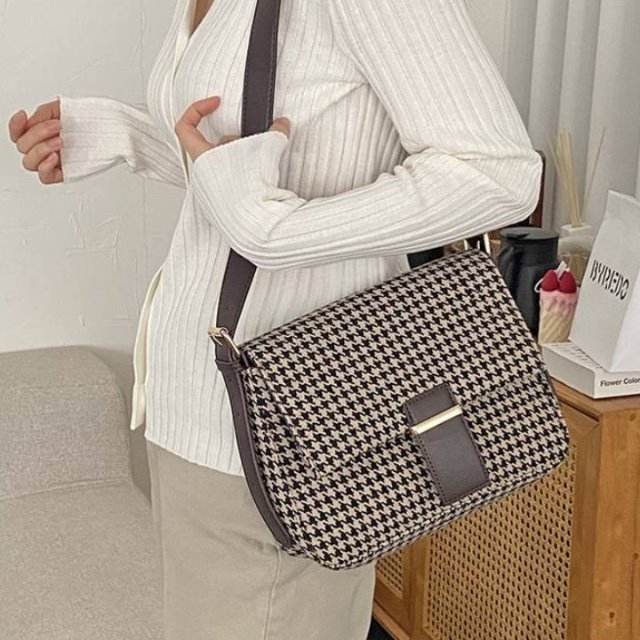 여성 하운드 체크 미니 숄더백 크로스백 가방